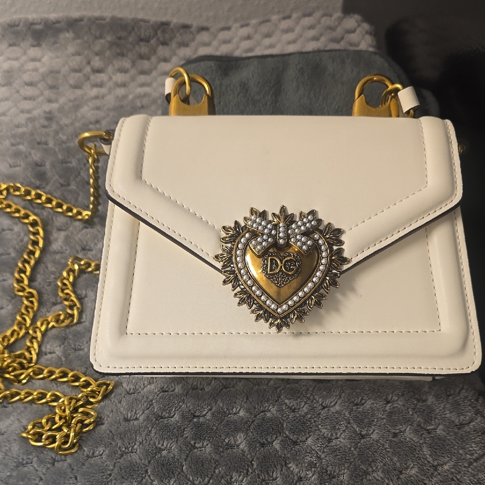 Dolce & Gabbana Cream Crossbody with Gold Chain